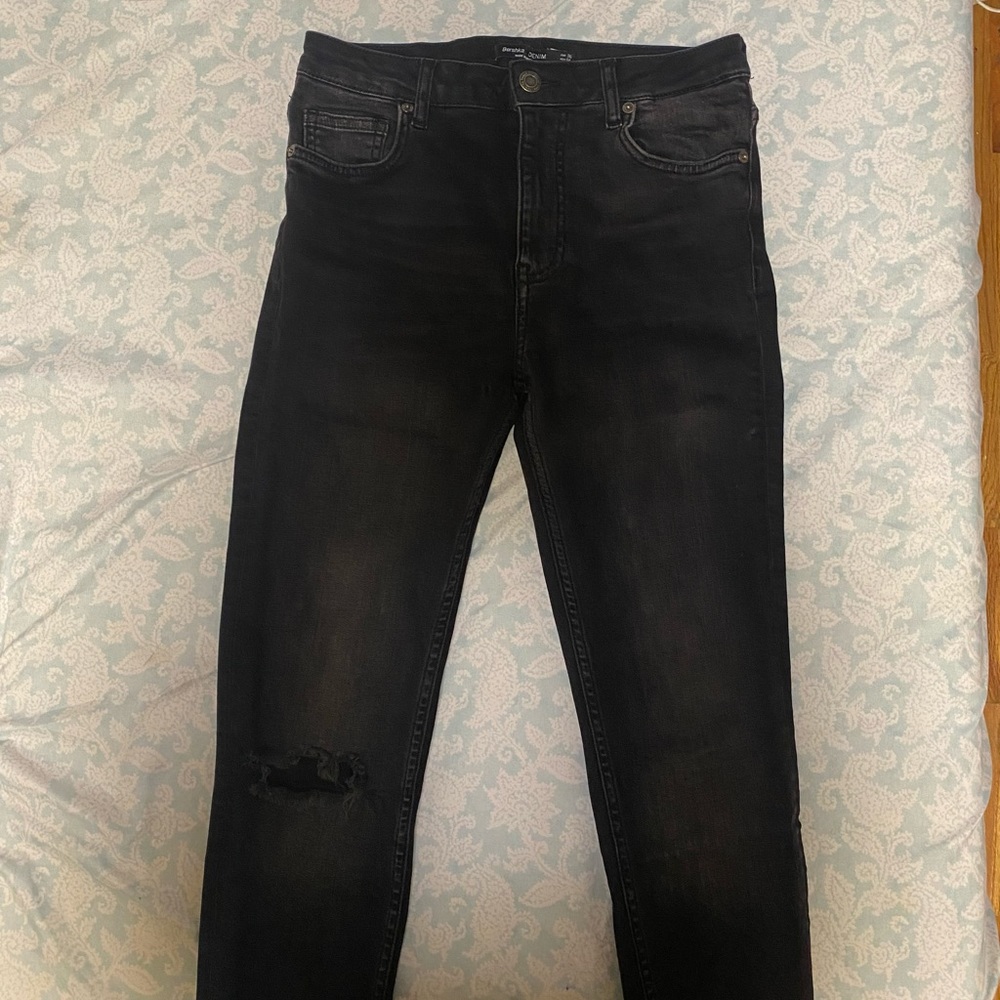Black denim ripped jeans